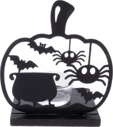 Bougeoir Halloween en métal noir