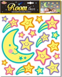 Décoration lumineuse autocollante ciel nocturne – lune et étoiles