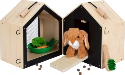 Lapin en peluche dans clapier avec enclos small foot