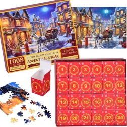 Calendrier de l’Avent puzzle – Père Noël en traîneau au style vintage