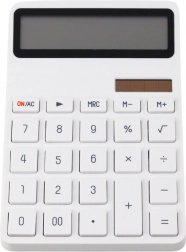 Calculatrice de bureau blanche à double alimentation
