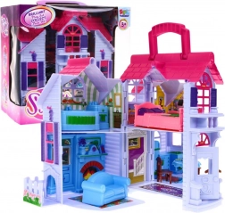 Maison de poupée pliable pour enfants avec figurines et meubles