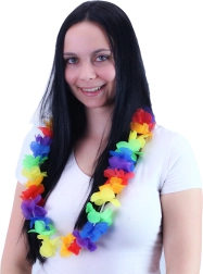 Collier Hawaï fleurs colorées