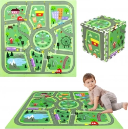 Tapis en mousse Humbi rues de la ville 90 × 90 cm, 9 pièces