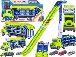 Transporteur de voitures avec rampe de lancement et 3 petites voitures