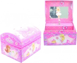 Boîte à bijoux musicale rose avec ballerine et miroir