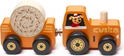 Cubika tracteur avec remorque – puzzle magnétique en bois, 3 pièces