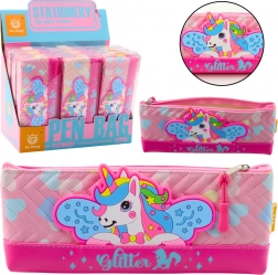 Trousse d'école avec licorne rose 20 x 8,5 cm