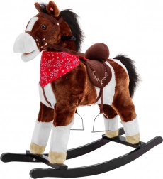 Cheval à bascule en peluche pour enfants avec fonctions interactives, brun foncé
