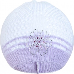 Bonnet tricoté avec petite fleur, violet – NEW BABY