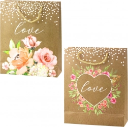 Sac cadeau avec l’inscription Love et des fleurs