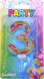 Bougie de fête numéro 3 à rayures