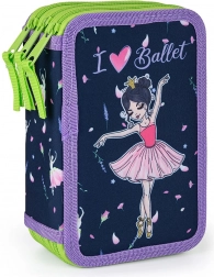 Trousse scolaire à trois étages ballerine sans contenu