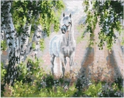 Peinture diamant cheval blanc 30 × 40 cm