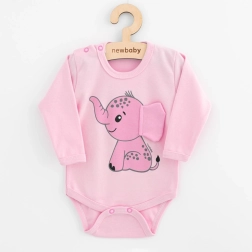 Body bébé à manches longues NEW BABY Happy Elephant rose