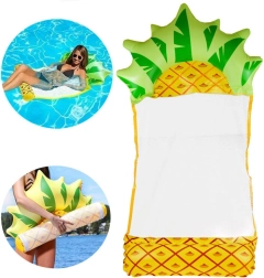 Hamac aquatique gonflable ananas avec filet en nylon pour piscine et plage