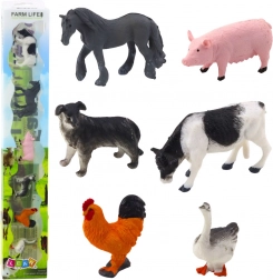 Mini figurines d’animaux de ferme 3–5 cm – cheval, vache, cochon, chien, coq et oie, lot de 6 pièces