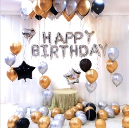 Set de ballons d’anniversaire argent et or