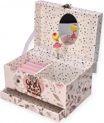 Boîte à bijoux avec mécanisme musical Ballerina – motif floral rose