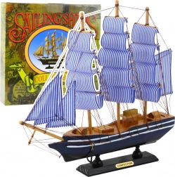 Modèle décoratif de voilier Blanc-Bleu 33x31 cm