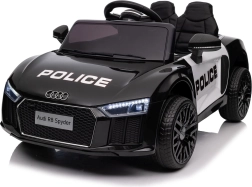 Voiture de police pour enfants AUDI R8 à batterie avec télécommande, roues EVA, démarrage en douceur, MP3 et LED