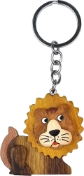 Porte-clés en bois Lion
