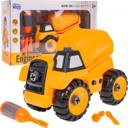 Bétonnière de construction à assembler pour enfants 3+ avec tournevis et 3 embouts – Bétonnière