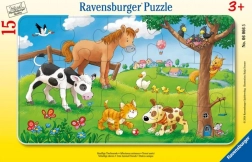 Puzzle 15 pièces amoureux des adorables animaux RAVENSBURGER