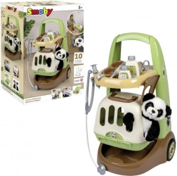 Smoby chariot de vétérinaire avec panda et caisse de transport 2-en-1