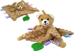 Couverture en peluche avec ourson et anneau de dentition