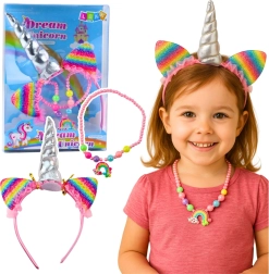 Set enfant licorne Dream Unicorn – serre-tête avec corne et collier coloré