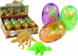 Grand œuf de dinosaure transparent avec 2 figurines, 9 cm