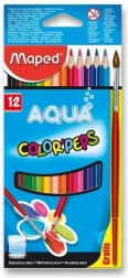 Crayons triangulaires Maped Aqua Color'Peps 12 pcs avec pinceau