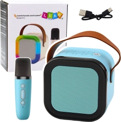 Haut-parleur karaoke sans fil K12 RGB Bluetooth avec microphone bleu