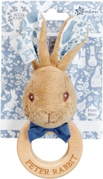 Hochet et anneau de dentition lapin Peter Rabbit en bois et coton