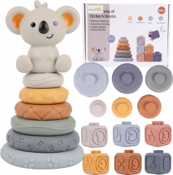 Cubes sensoriels souples et tour avec ourson