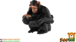 Figurine de femelle chimpanzé commun avec son petit