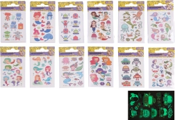 Autocollants tatouage phosphorescents – assortiment 10,5 × 6 cm