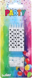 Bougies à pois noirs avec supports 12 pcs
