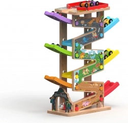 Grande piste de course en bois avec 6 rampes pour enfants