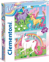 CLEMENTONI puzzle je crois aux licornes 2×20 pièces