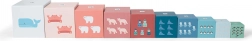 Cubes empilables en carton avec chiffres et animaux