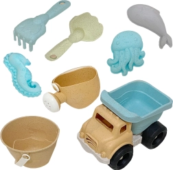 Woopie Green ensemble de sable avec seau et tombereau, 8 pièces, matériau biodégradable