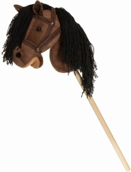 Cheval de bâton Hobby Horse brun avec harnais 80cm