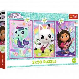 Puzzle 3x50 - La Maison de poupée de Gabby : Faites connaissance avec Gabby et les chats