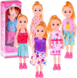 Mini poupée 13 cm en robe colorée