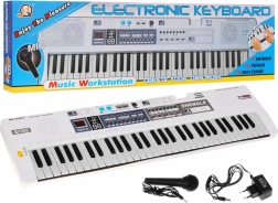 Ensemble de clavier pour enfants blanc avec microphone, enregistrement et haut-parleurs stéréo