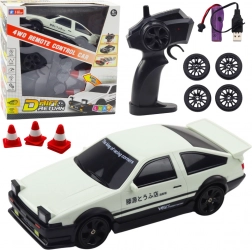 Voiture de course radiocommandée 4WD avec roues interchangeables blanche