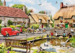 TREFL Puzzle Premium Plus Tea Time : Été au village 1000 pièces