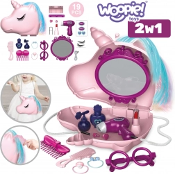 coiffeuse pour enfants 2-en-1 salon de beauté en sac licorne woopie